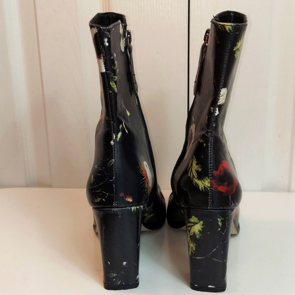 Vintage Matisse Graffiti Black Floral Zip Ankle Boot 8.5 - Picture 6 of 13